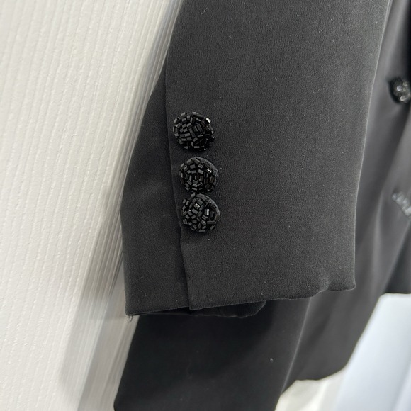Bloomingdale's Women's Size 16W‎ Black Embellished 100% Silk Blazer Beaded Pads - Picture 6 of 8